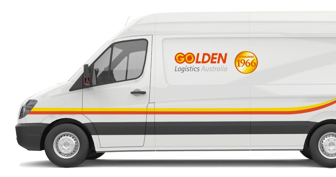 courier and taxi trucks of golden logistics Melbourne Australia