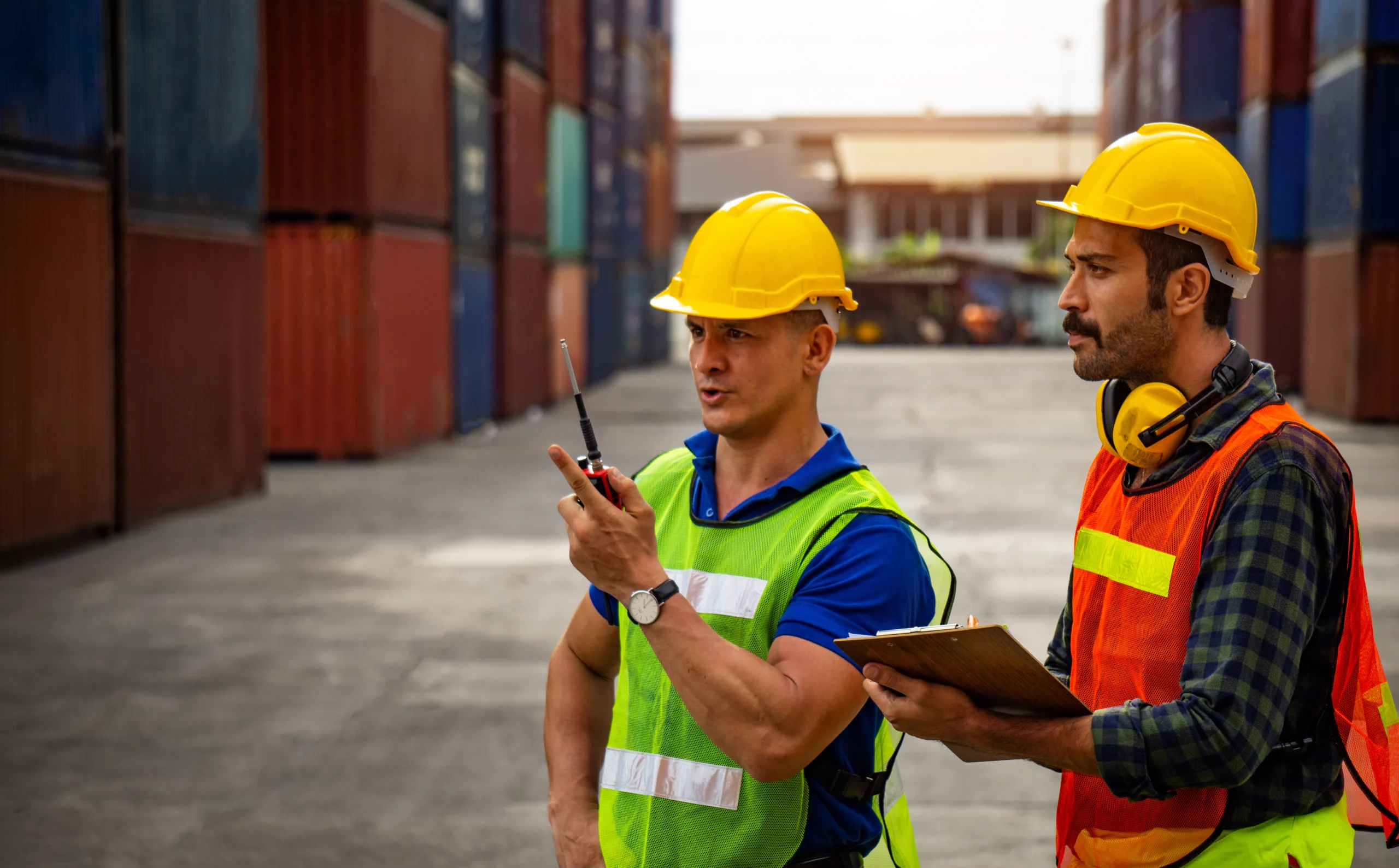 Warehouse workers planning operations