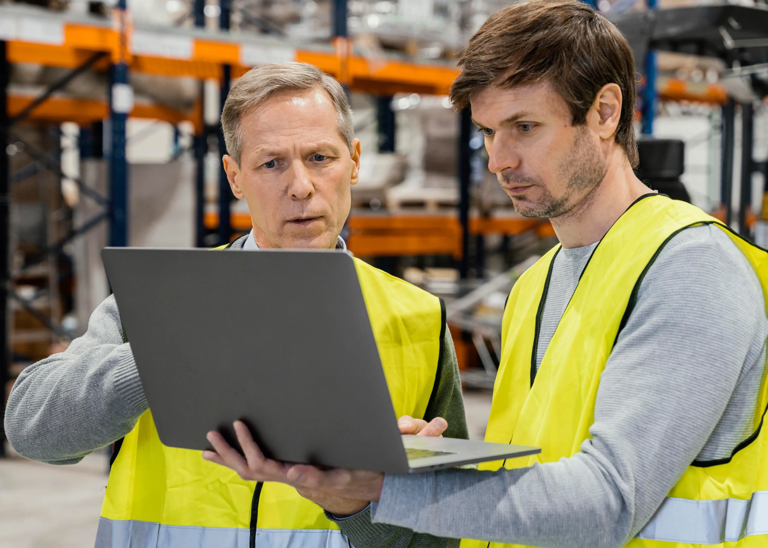 Warehouse workers using warehouse management systems.